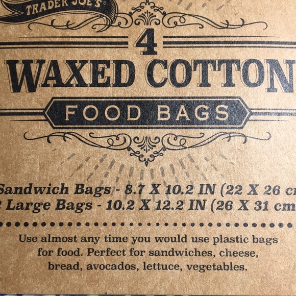 trader joe's waxed cotton food bolsas